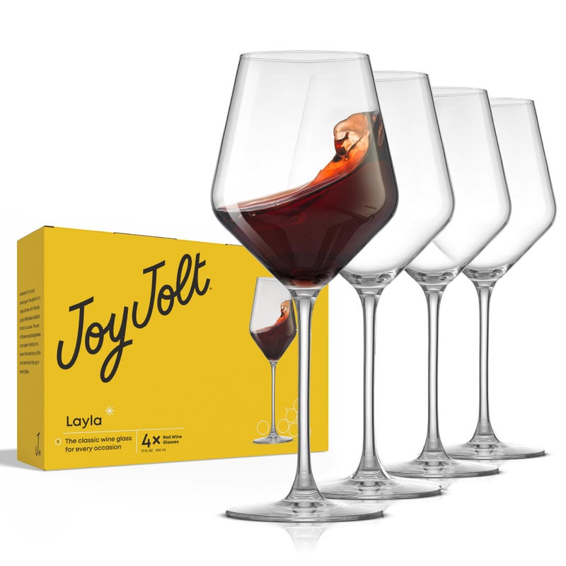 JoyJolt Layla Italian Red Wine Glasses, Set of 4, 17 oz Clear â€“ Made in Europe - Image 1